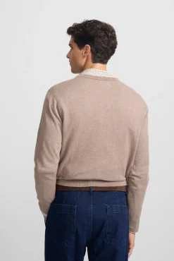 Camisola retrô com gola em V