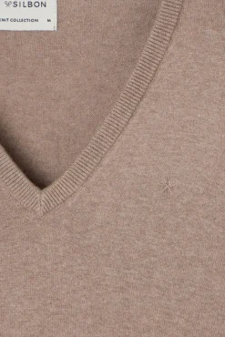 Camisola retrô com gola em V