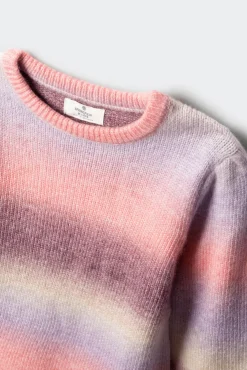 Camisola riscas chamativa para meninas.