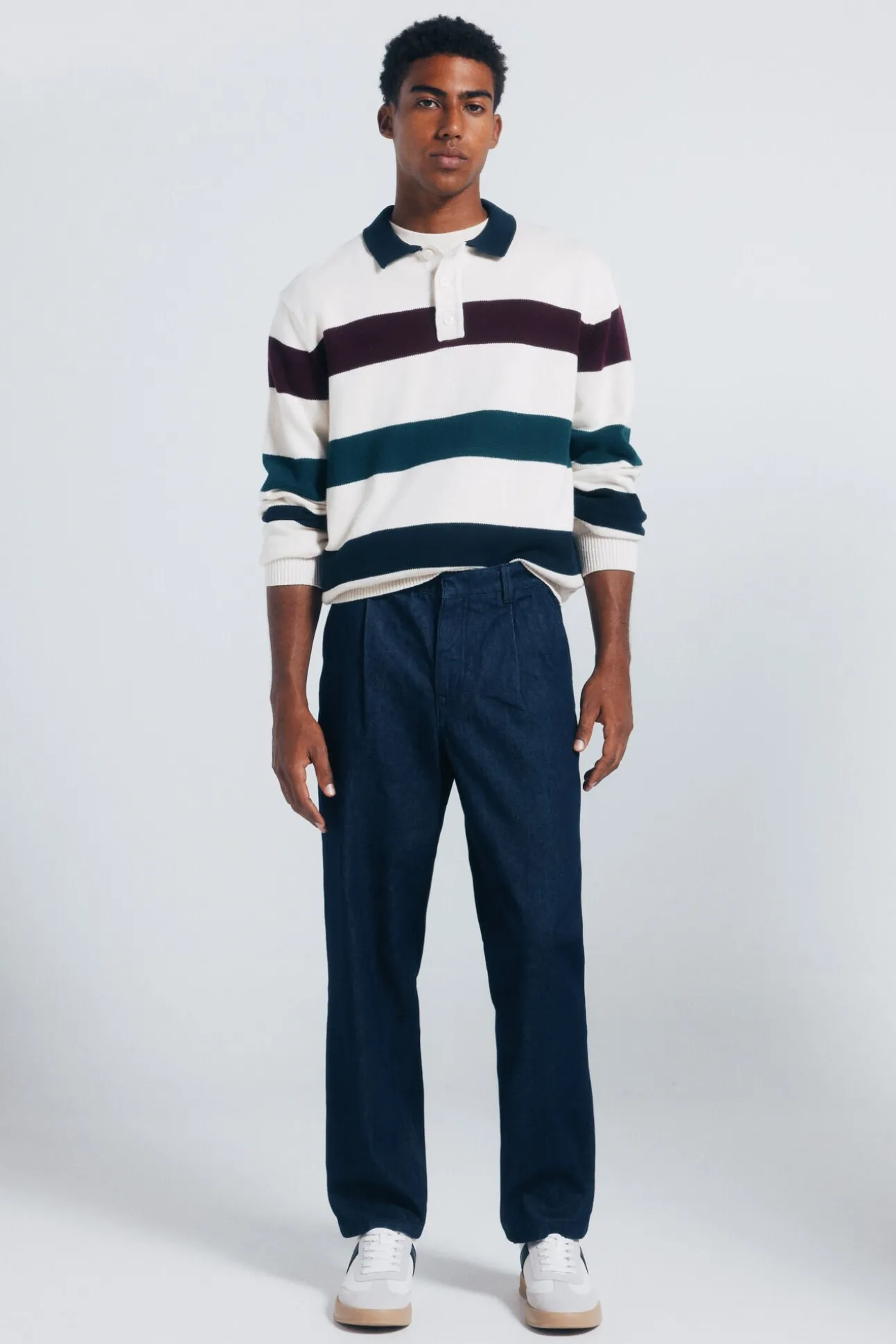 Camisola riscas de gola polo