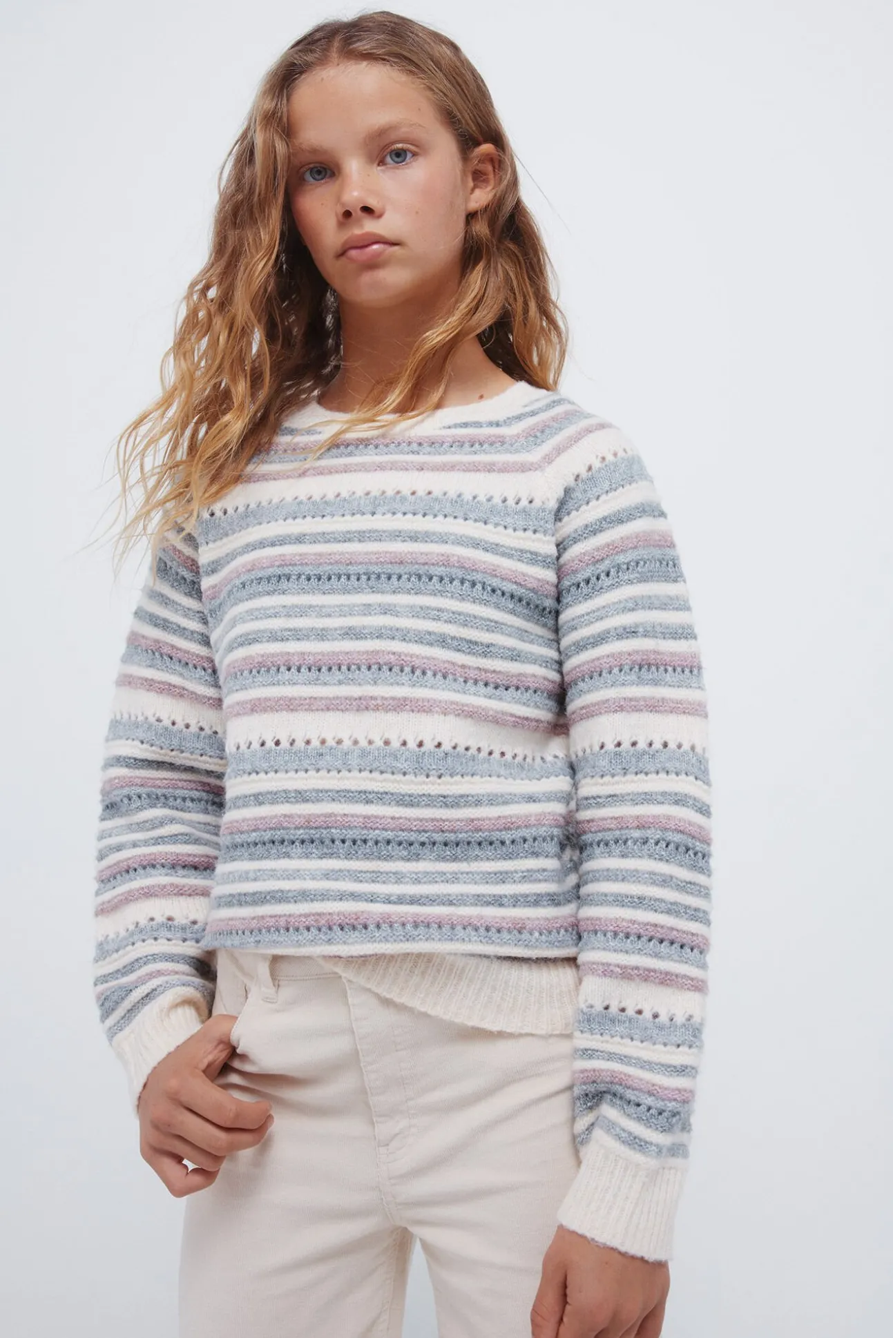 Camisola riscas para meninas.