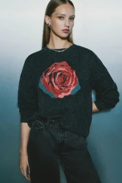 Camisola rosa com intarsia