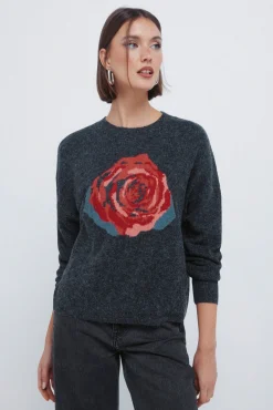 Camisola rosa com intarsia
