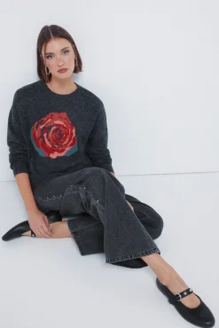 Camisola rosa com intarsia