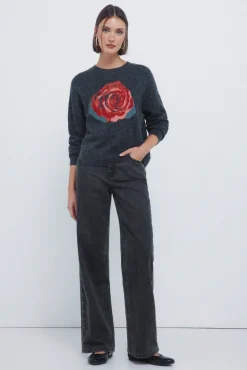 Camisola rosa com intarsia