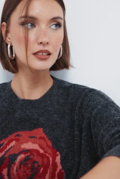 Camisola rosa com intarsia