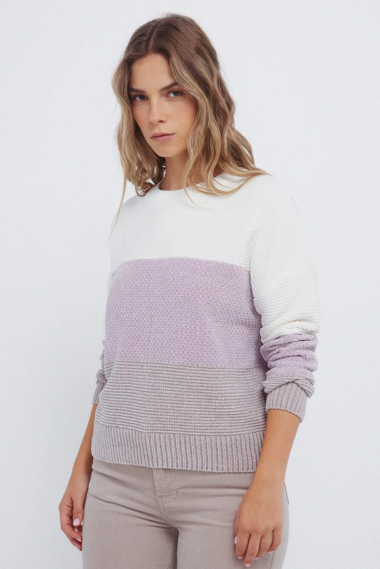 Camisola às riscas de chenille