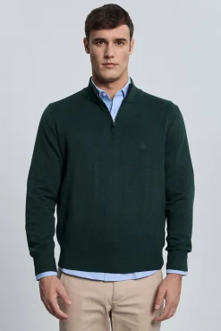 Camisola verde com meia fecho-éclair