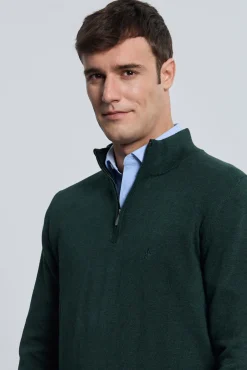 Camisola verde com meia fecho-éclair