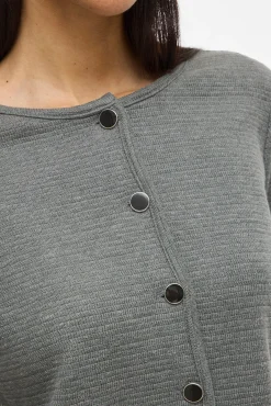 Cardigan abotoado de algodão e viscose