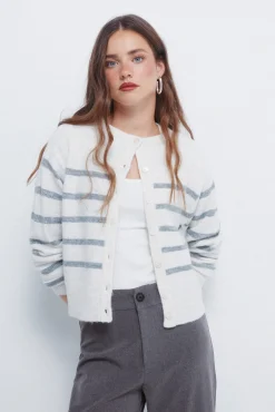 Cardigan com botões de gola redonda