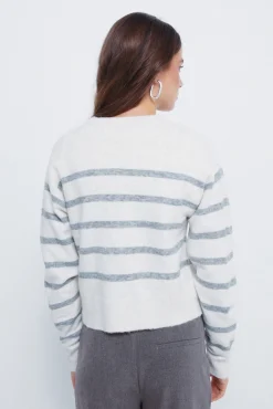 Cardigan com botões de gola redonda
