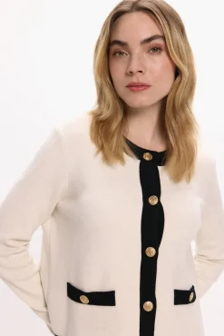 Cardigan com botões dourados e viscose