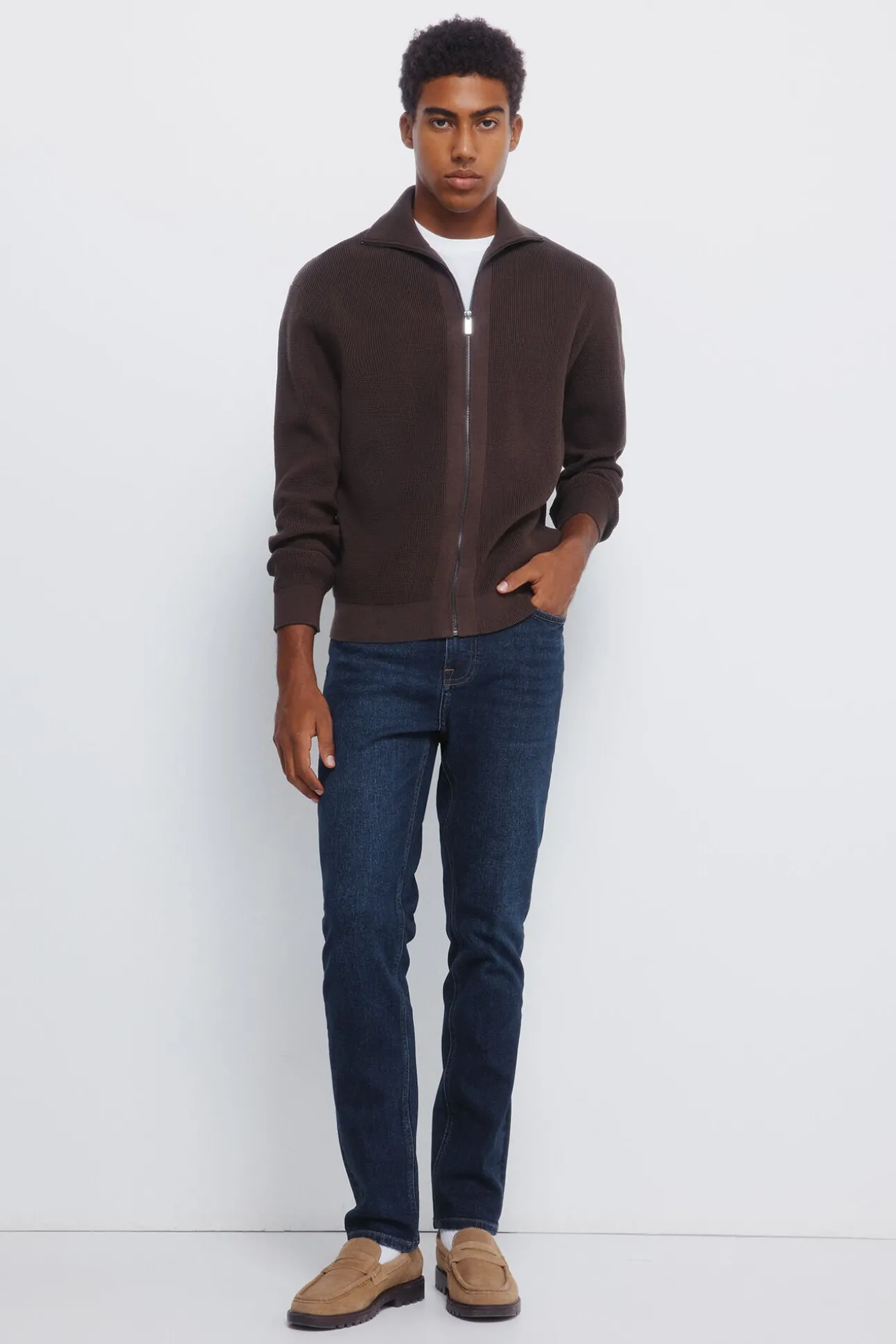 Cardigan com casaco de malha