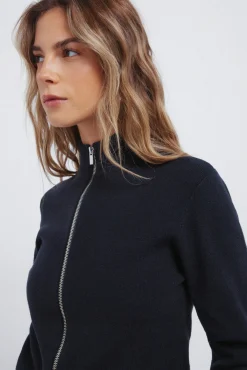 Cardigan com fecho-éclair