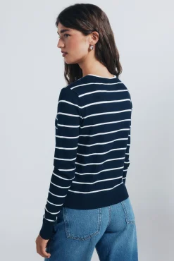 Cardigan com gola redonda e botões e viscose