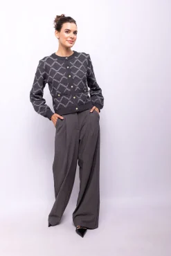 Cardigan com malha diamante