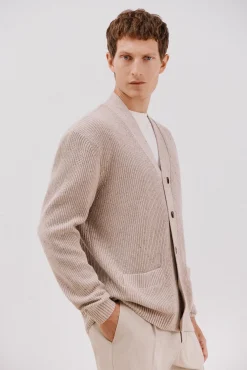 Cardigan de algodão com malha perolada
