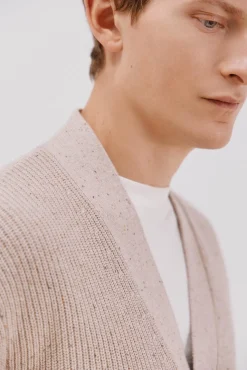 Cardigan de algodão com malha perolada