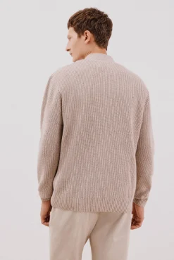 Cardigan de algodão com malha perolada