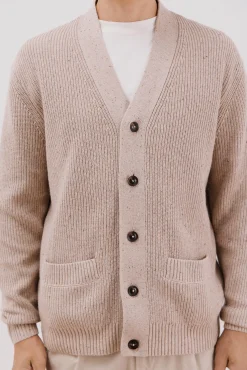 Cardigan de algodão com malha perolada