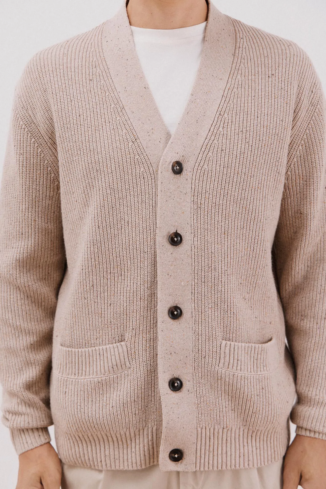Cardigan de algodão com malha perolada