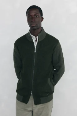 Cardigan de algodão premium para o Natal com fecho de fecho-éclair