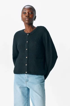 Cardigan de lã com gola redonda