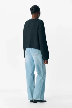 Cardigan de lã com gola redonda
