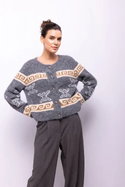 Cardigan de lã estampado