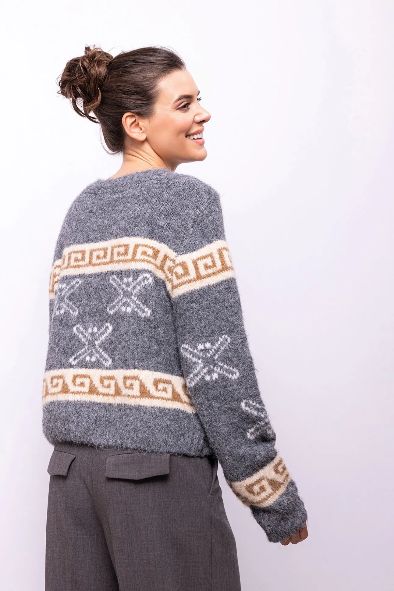 Cardigan de lã estampado
