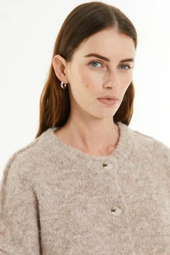 Cardigan de pele com botões