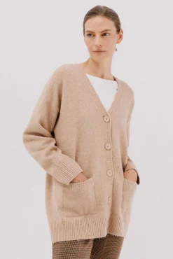 Cardigan longo com bolsos