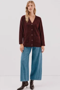 Cardigan longo com bolsos