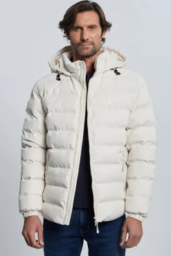 Casaco acolchoada com relevo off-white
