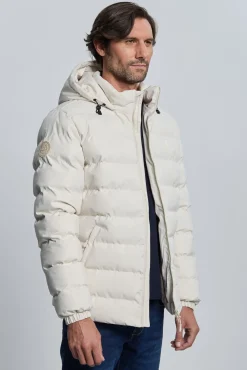 Casaco acolchoada com relevo off-white