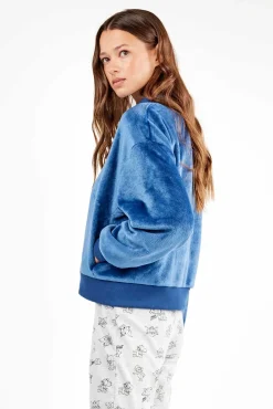 Casaco bomber feminina azul de pelúcia