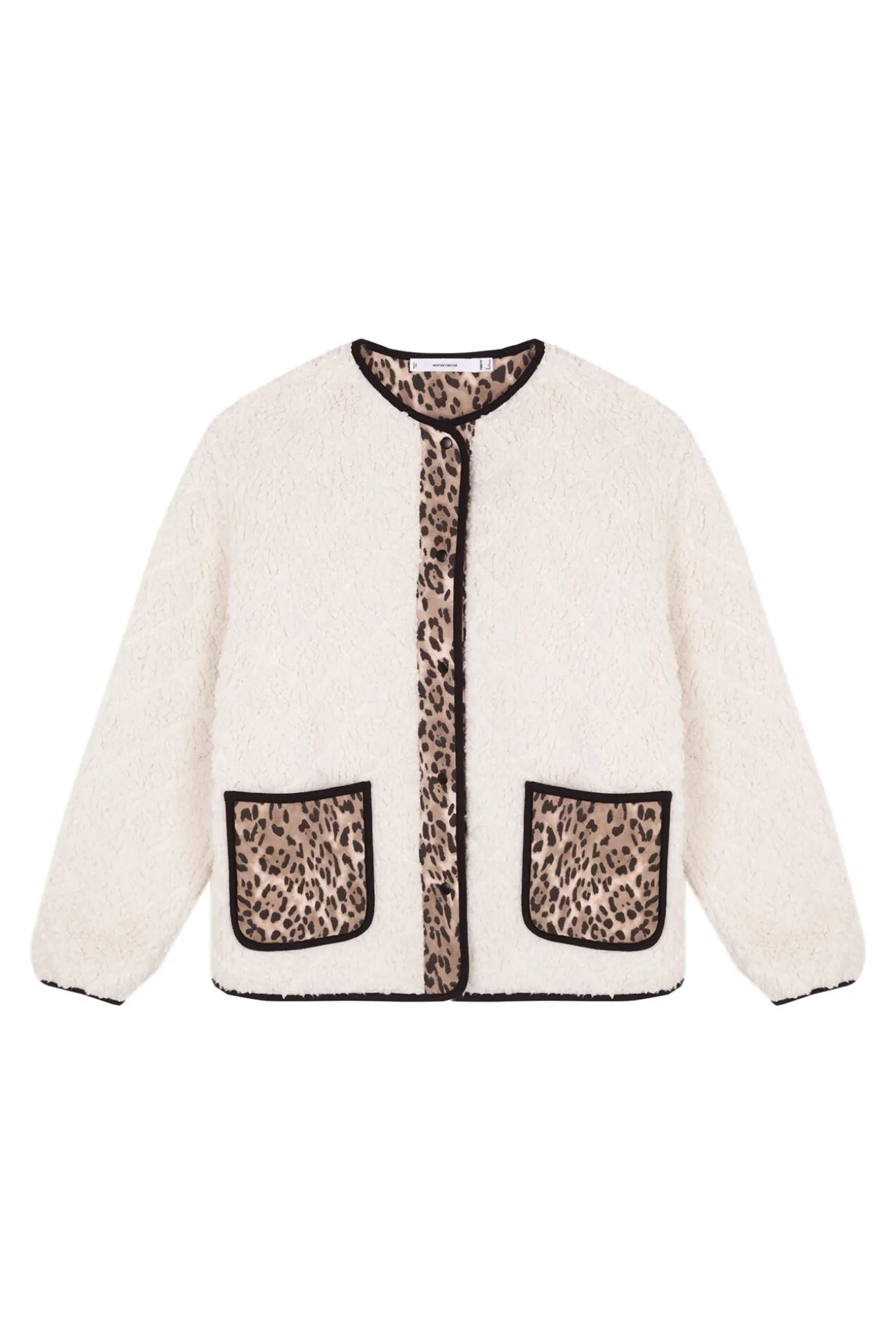 Casaco curta reversível com estampa animal