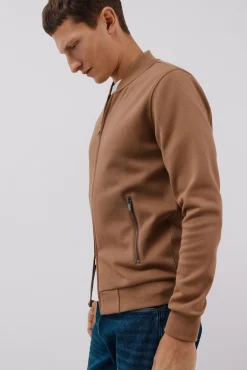 Casaco de malha gola bomber