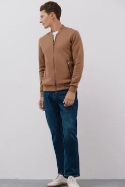 Casaco de malha gola bomber