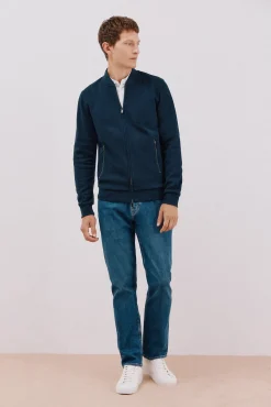Casaco de malha gola bomber
