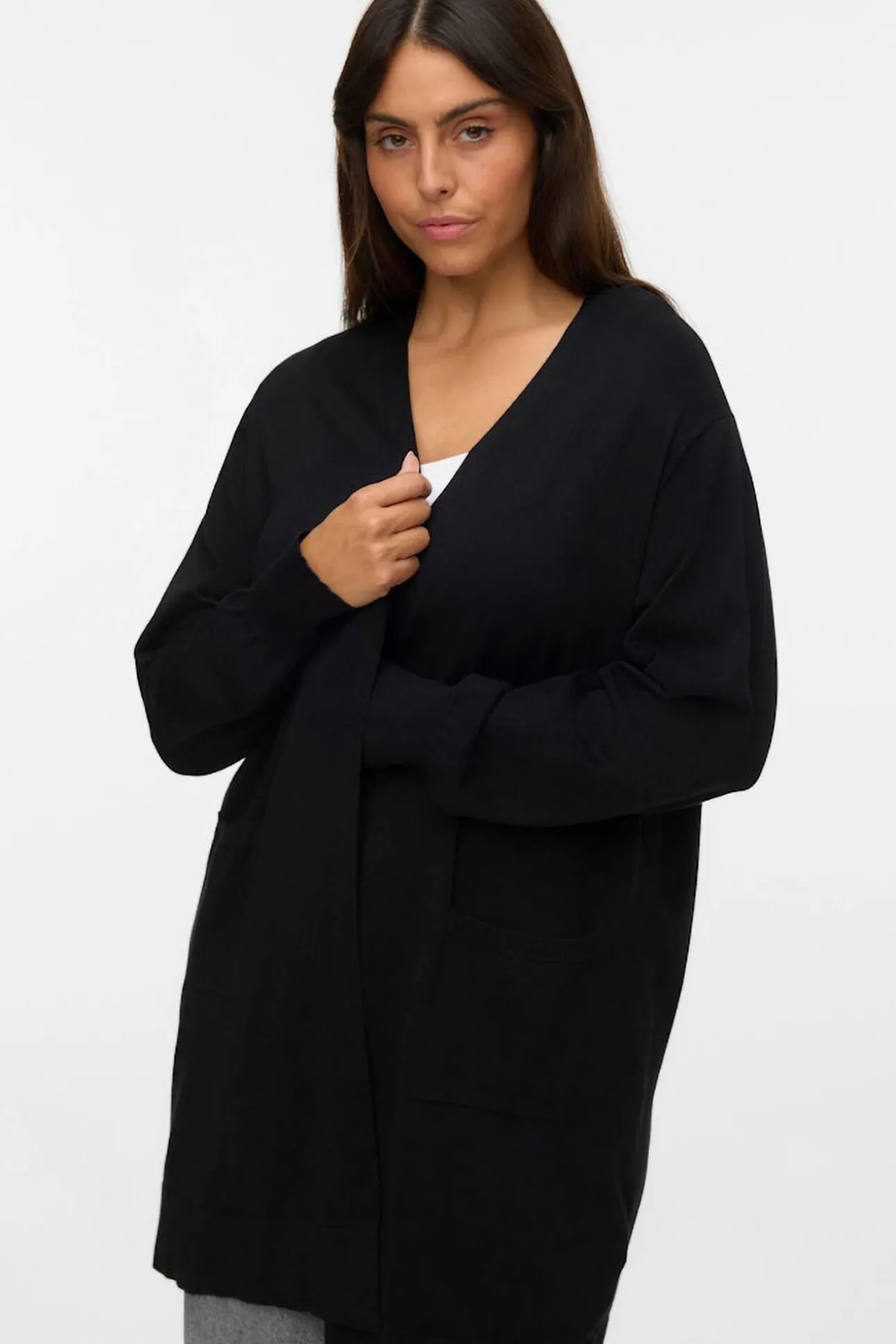Casaco de malha longo plus size