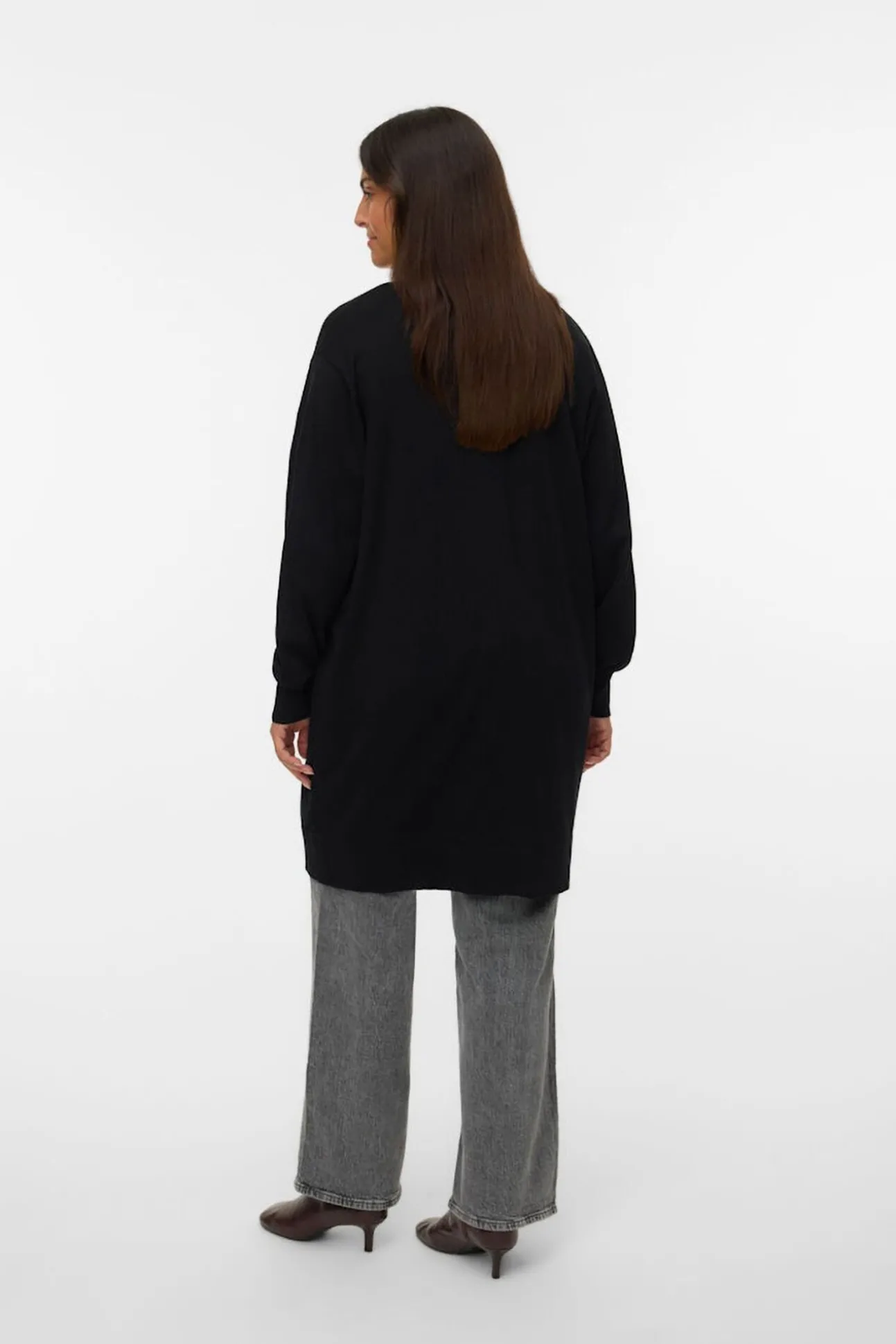 Casaco de malha longo plus size