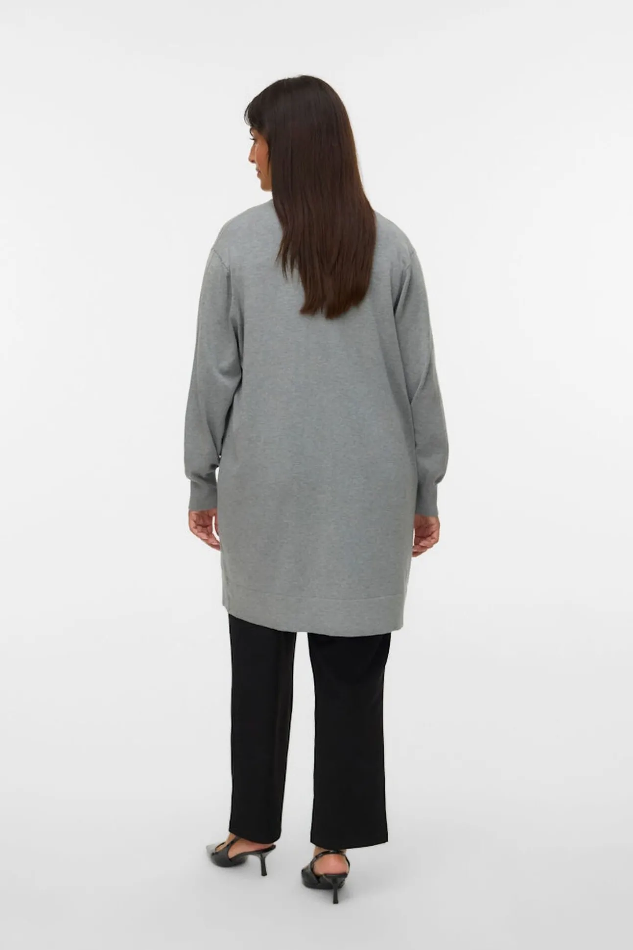 Casaco de malha longo plus size