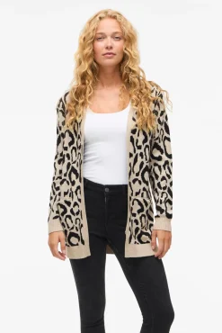 Casaco de malha midi de viscose estampado