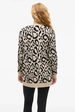 Casaco de malha midi de viscose estampado