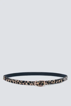 Cinto com estampado animal e fivela oval