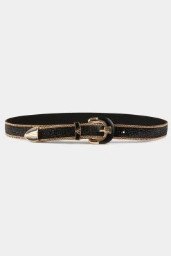 Cinto com strass e correntes
