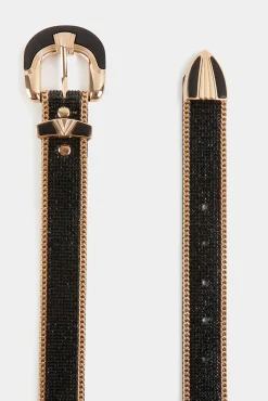 Cinto com strass e correntes