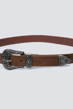Cinto de cowboy com fivela de flor